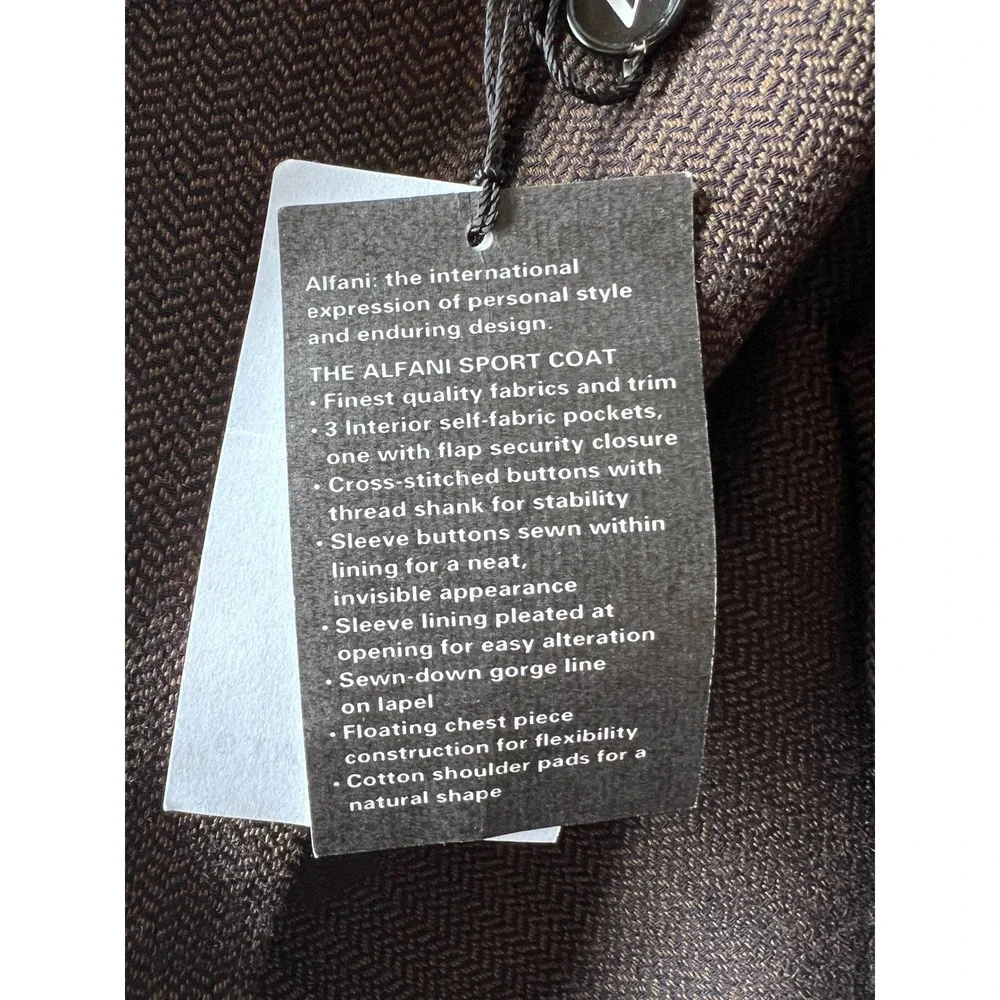 Alfani‎ Sport Coat Blazer POSITANO- DIABLO Mens R44 Wool Blend Brown